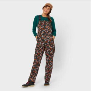 Women's Heirloom Gardening Bib Overalls Color Black Coneflowers